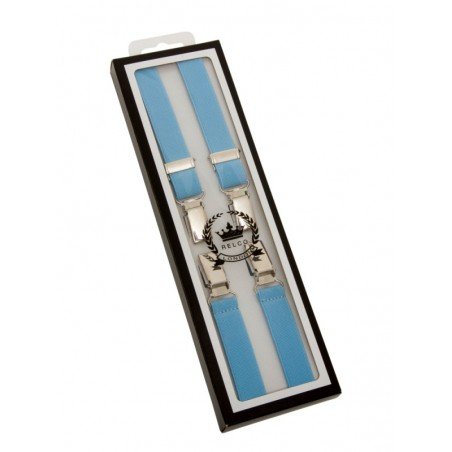 Bretelles Relco London bleu ciel. Bretelles anglaises fines. Largeur 18 mm.